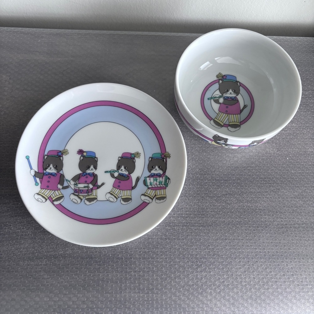 Kohzan Japan Cat Parade Dish and Bowl Set
